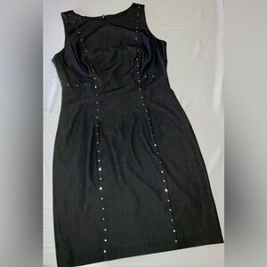Sharagano dress in a charcoal grey with silver studs - minimalist/classy size 12